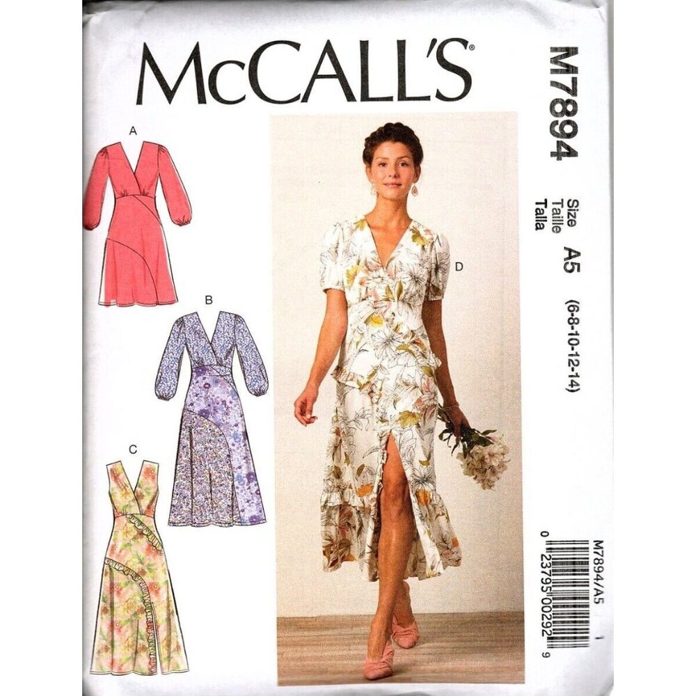 McCall's M7894 Misses 6 to 14 Surplice Dresses Sewing Pattern New
